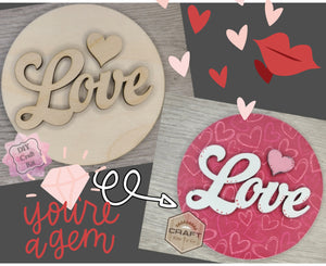 Love Round Valentine Craft Kit Valentine Paint Kit #3633 Multiple Sizes Available - Unfinished Wood Cutout Shapes