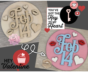 February 14th Valentine DIY Craft Kit Valentine's Day Paint Kit #3639 Multiple Sizes Available - Unfinished Wood Cutout Shapes