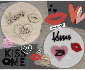 Kisses 25 cents | Valentine Crafts | DIY Valentine's Day Craft Kit | Valentine Paint Party Kit | #3640 Multiple Sizes Available - Unfinished Wood Cutout Shapes