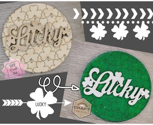 Lucky St. Patrick's Day Lucky DIY Craft Kit Paint Party Kit #3658 Multiple Sizes Available - Unfinished Wood Cutout Shapes