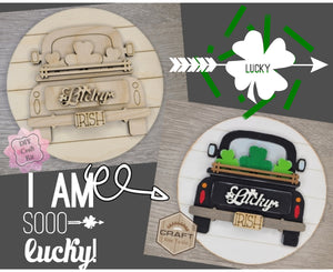 St. Patrick's Day Truck | Lucky | St. Patrick Day Crafts | Wood Crafts | DIY Craft Kits | Paint Party Supplies | #3630