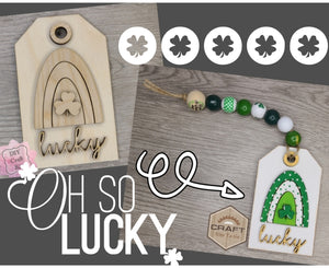Lucky Rainbow Tag St. Patrick's Day Tag March 17th DIY Craft Kit Paint Party Kit #3657 Multiple Sizes Available - Unfinished Wood Cutout Shapes