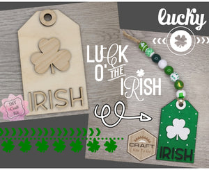 Irish Tag St. Patrick's Day Tag March 17th DIY Craft Kit Paint Party Kit #3651 Multiple Sizes Available - Unfinished Wood Cutout Shapes