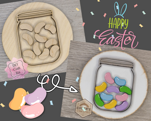 Easter Jelly Bean Jar Round Easter Décor Easter DIY Craft Kit Paint Party Kit #3609 - Multiple Sizes Available - Unfinished Wood Cutout Shapes