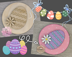 Easter Egg Round Easter Décor Easter DIY Craft Kit Paint Party Kit #3613 - Multiple Sizes Available - Unfinished Wood Cutout Shapes