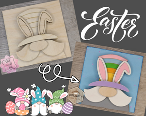 Easter Gnome Easter Décor Easter DIY Craft Kit Paint Party Kit #3676 - Multiple Sizes Available - Unfinished Wood Cutout Shapes