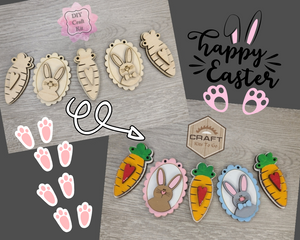 Easter Bunting | Banner | Springtime | DIY Craft Kit | #3623 - Multiple Sizes Available - Unfinished Wood Cutout Shapes