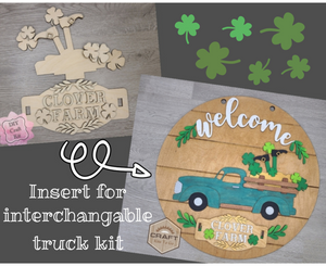 Interchangeable Truck Round -- St. Patrick's Day Shamrocks Insert -- Porch Décor DIY Craft Kit Paint Party Kit #200004