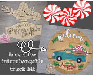 Interchangeable Truck Round -- Christmas Peppermint Insert -- Porch Décor DIY Craft Kit Paint Party Kit #200004