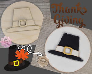 Pilgrim Hat Thanksgiving Décor Fall colors Porch DIY Paint kit #3646 - Multiple Sizes Available - Unfinished Wood Cutout Shapes