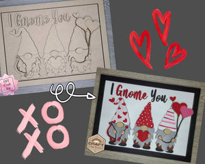 Valentine Gnomes DIY Paint kit #3233 - Multiple Sizes Available - Unfinished Wood Cutout Shapes