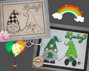 St. Patrick's Day Gnome Craft Kit DIY Paint Party Kit #3266 Multiple Sizes Available - Unfinished Wood Cutout Shapes