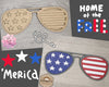 4th of July Sunglasses Patriotic Decor Craft Kit Paint Party Kit #2877 - Multiple Sizes Available - Unfinished Wood Cutout Frames
