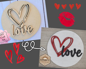 Love Valentine DIY Paint kit #2501 - Multiple Sizes Available - Unfinished Wood Cutout Shapes