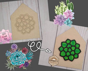 Succulent Craft DIY Paint Party Kit Craft Kit for Adults #2619 - Multiple Sizes Available - Unfinished Wood Cutout Shapes