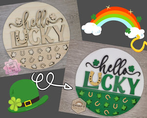 Hello Lucky | St. Patrick's Day Sign | St. Patrick's Day Crafts | DIY Craft Kits | Paint Party Supplies | #3599