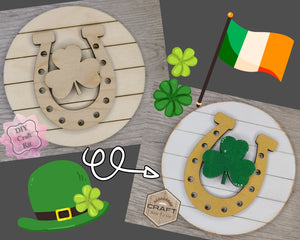 Lucky Horse Shoe St. Patrick's Day Lucky DIY Craft Kit Paint Party Kit #3662 Multiple Sizes Available - Unfinished Wood Cutout Shapes