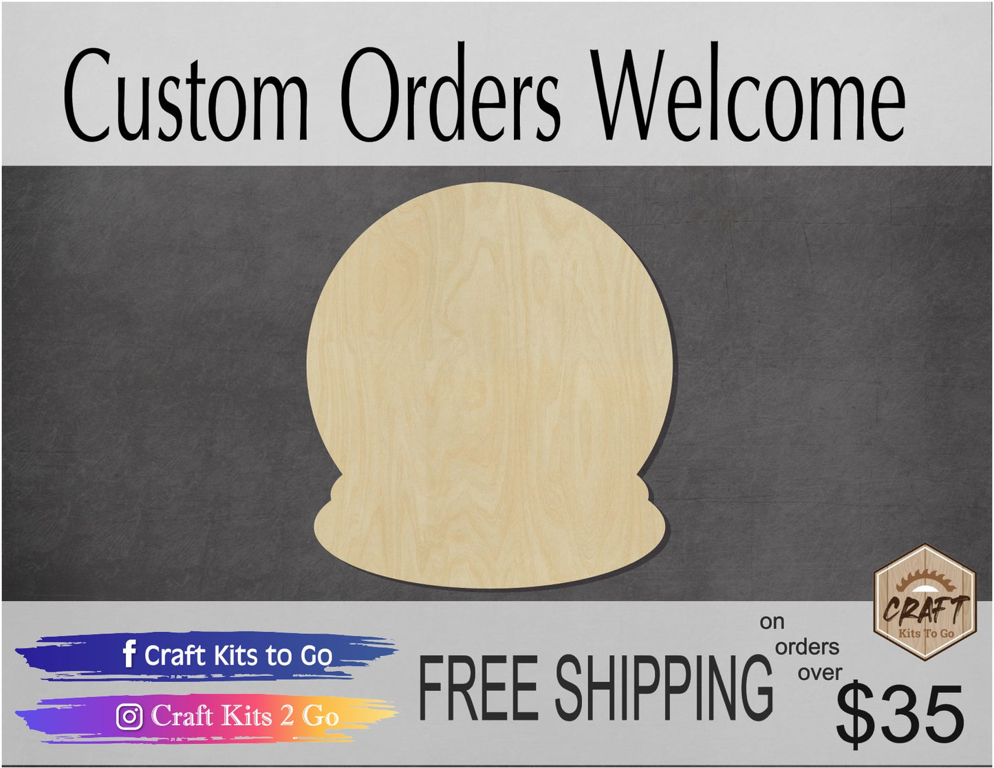 Snow Globe wood cutout Winter Snowing Christmas craft DIY paint kit #2027 - Multiple Sizes Available - Unfinished Wood Cutouts Shapes