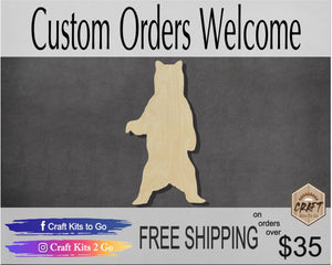 Standing Bear Cutouts wood blank cutout Mama bear Baby Bear Daddy Bear DIY Paint #1786 - Multiple Sizes Available - Unfinished Cutout Shapes