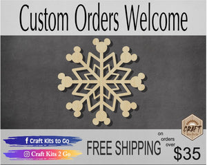 Mouse Snowflake Design #9 Cutout #3331 - Multiple Sizes Available - Unfinished Wood Cutout Shapes