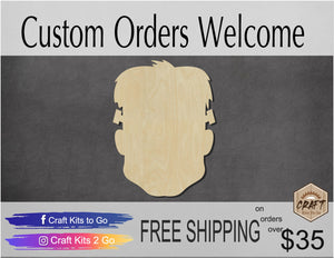 Frankenstein Head Halloween craft paint party paint kit wood cutouts #1510 - Multiple Sizes Available - Unfinished Wood Cutout Shapes