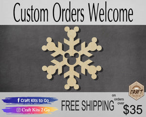 Mouse Snowflake Design #7 Cutout #3261 - Multiple Sizes Available - Unfinished Wood Cutout Shapes