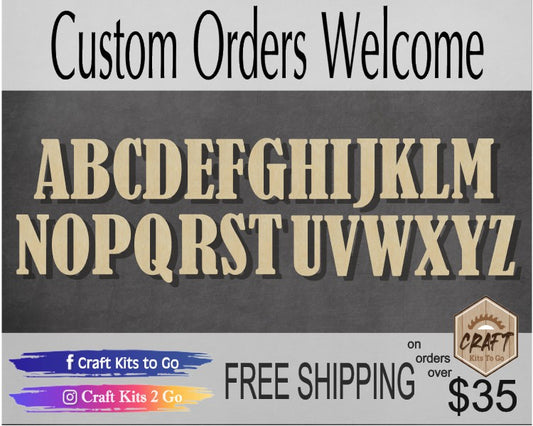 Custom Letters & Numbers Letters #2512 - Multiple Sizes Available - Unfinished Wood Cutout Shapes