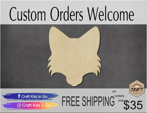 Fox Face wood cutouts Animal cutouts zoo animals wild animals DIY paint kit #1508 - Multiple Sizes Available - Unfinished Wood Cutout Shapes