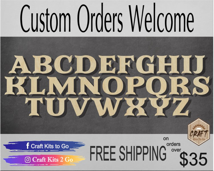 Custom Letters & Numbers Letters #3595 - Multiple Sizes Available - Unfinished Wood Cutout Shapes