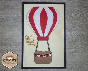 Heart Hot Air Balloon Kit #3236 - Multiple Sizes Available - Unfinished Wood Cutout Shapes