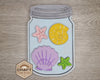 Jar of Sea shells Beach Decor Paint Kit DIY Craft Kit #2716 - Multiple Sizes Available - Unfinished Wood Cutout Shapes