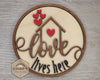 Love Lives Here Sign | Valentine's Day Crafts | DIY Craft Kit | Paint Party Supplies | Feb 14 | #3088 Wood Cutouts Wood Shapes Wood Cutout