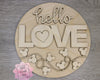 Hello Love Sign | Valentine's Day Crafts | DIY Craft Kit | Paint Party Supplies | Valentine Décor | #3494 - Multiple Sizes Available - Unfinished Wood Cutout Shapes