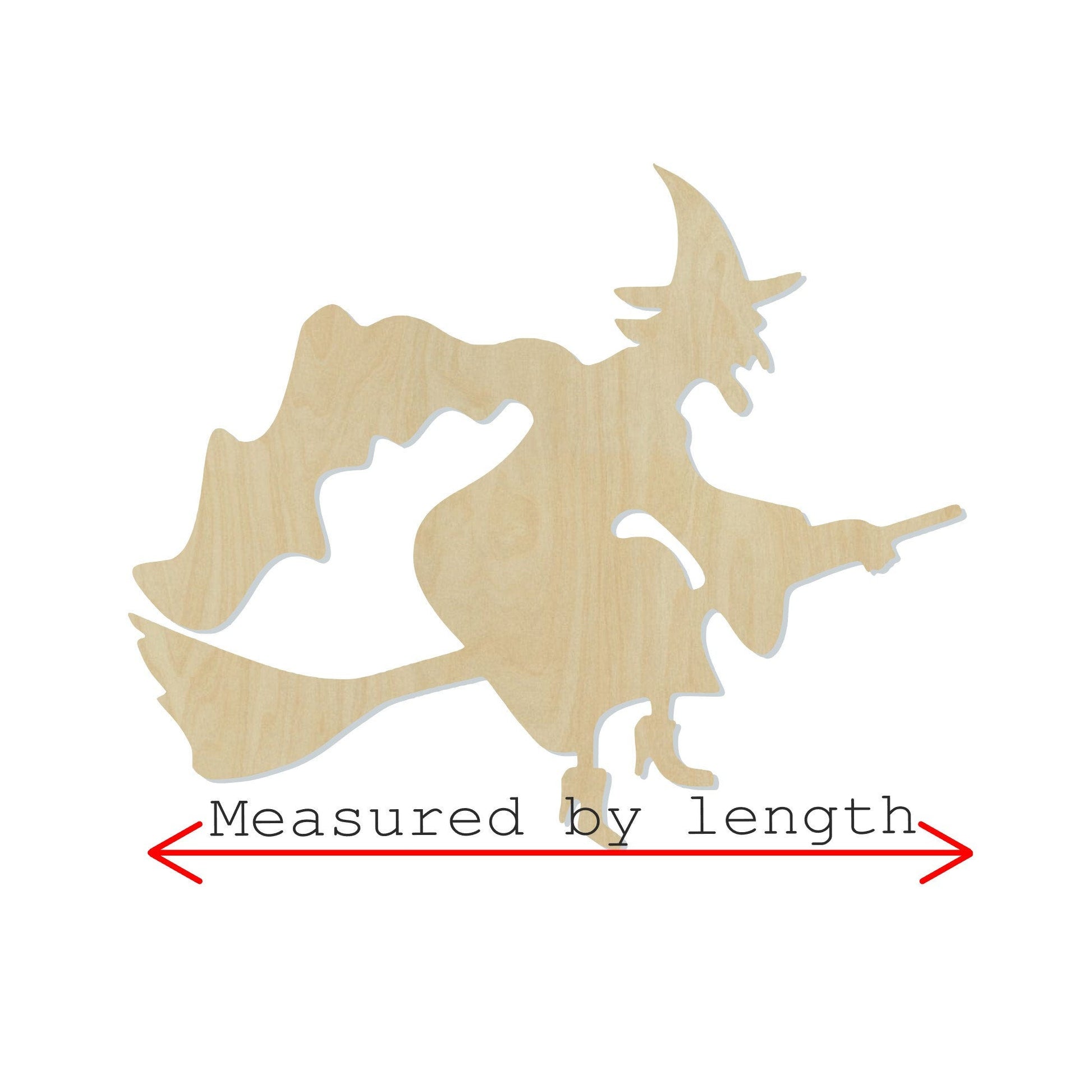 Witch on Broom Wood Cutout #1033 - Multiple Sizes Available - Unfinished Wood Cutout Shapes
