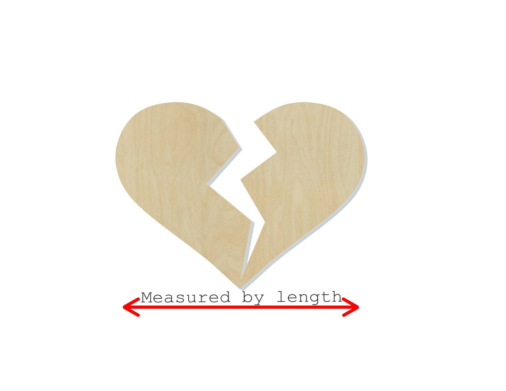 Broken Heart Cutout wood blank Heart broken Valentine Heart Shape #1223 - Multiple Sizes Available - Unfinished Wood Cutout Shapes