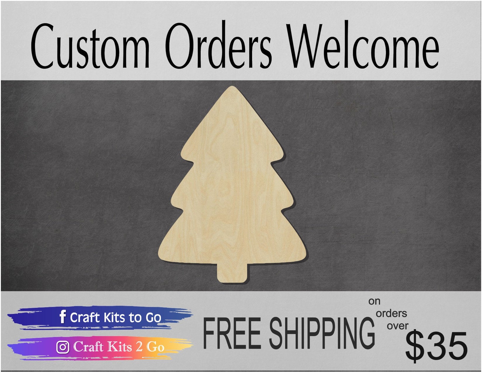 Christmas Tree Wood Cutout #1009 - Multiple Sizes Available - Unfinished Wood Cutout Shapes