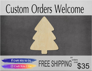 Christmas Tree Wood Cutout #1009 - Multiple Sizes Available - Unfinished Wood Cutout Shapes