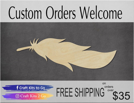 Feather Cutout #1013 - Multiple Sizes Available - Unfinished Wood Cutout Shapes