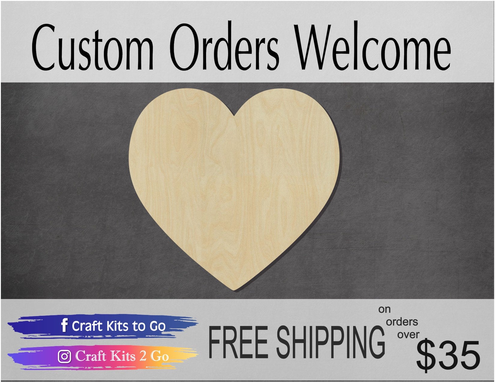 Heart Cutout #1016 - Multiple Sizes Available - Unfinished Wood Cutout Shapes