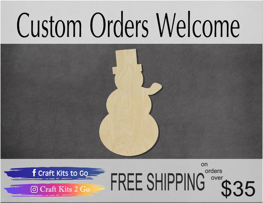 Snowman Wood Cutout #1029 - Multiple Sizes Available - Unfinished Wood Cutout Shapes