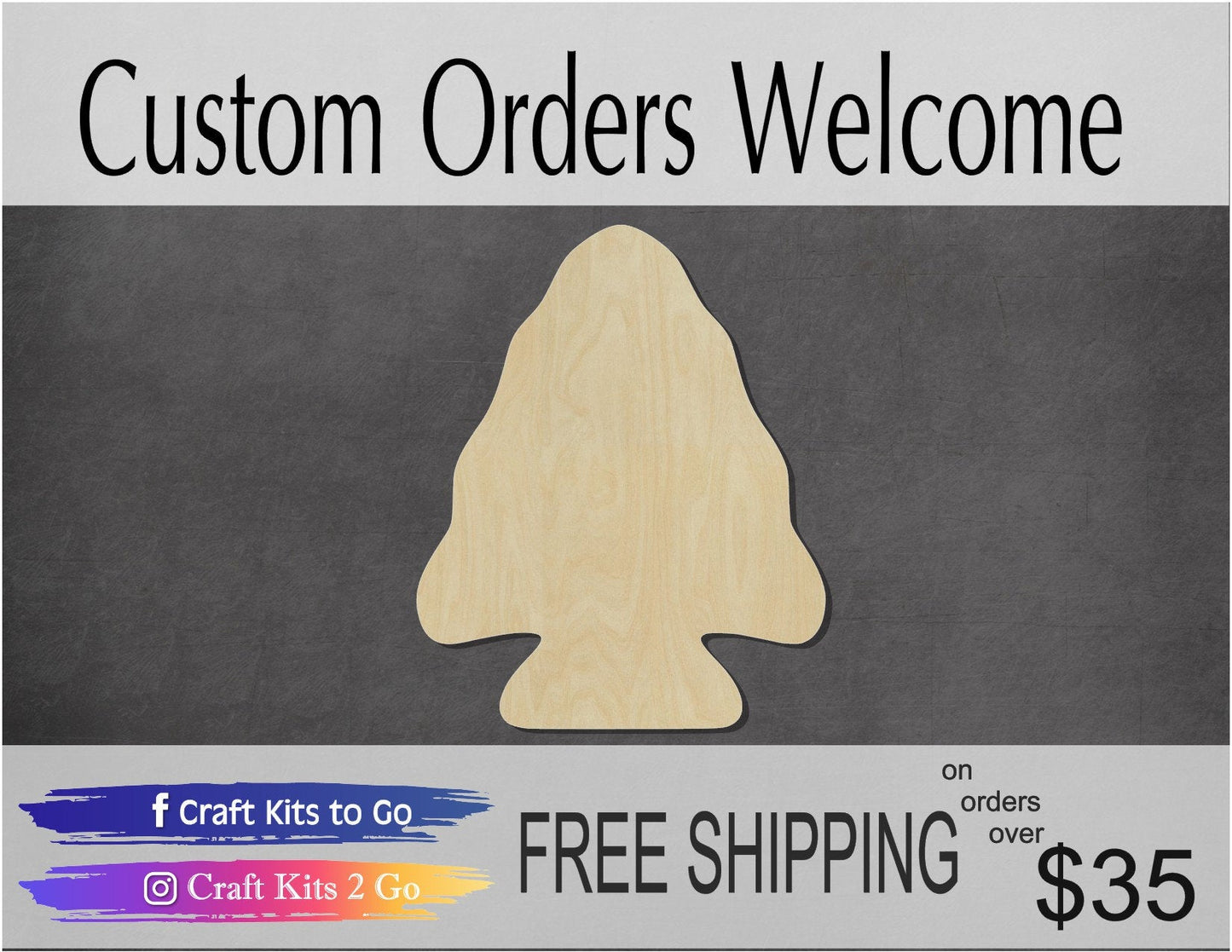 Arrowhead Wood Cutout #1035 - Multiple Sizes Available - Unfinished Wood Cutout Shapes