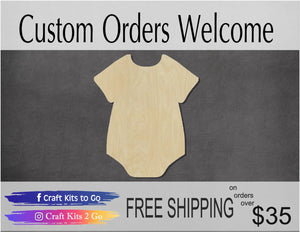 Baby Onesie Wood Cutout #1036 - Multiple Sizes Available - Unfinished Wood Cutout Shapes