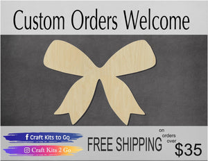 Bow Cutout Bow Blank #1045 - Multiple Sizes Available - Unfinished Wood Cutout Shapes