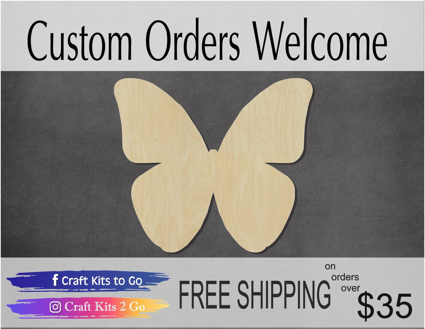 Butterfly Wood Cutout Butterfly Blank #1047 - Multiple Sizes Available - Unfinished Wood Cutout Shapes