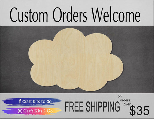 Fluffy Cloud Blank Cloud Cutout #1054 - Multiple Sizes Available - Unfinished Wood Cutout Shapes