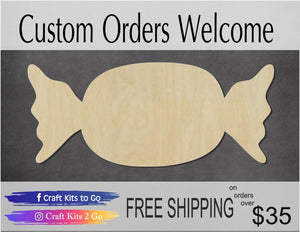 Candy Cutout Candy Blank Candy Yummy#1067 - Multiple Sizes Available - Unfinished Wood Cutout Shapes