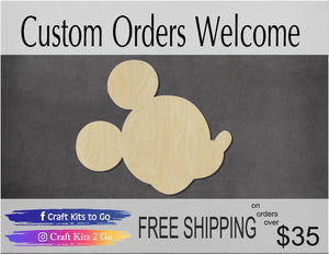Boy Mouse Head Blank Mouse Mouse blank #1078 - Multiple Sizes Available - Unfinished Wood Cutout Shapes