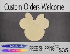 Girl Mouse Head Blank Mouse Mouse cutout #1079 - Multiple Sizes Available - Unfinished Wood Cutout Shapes