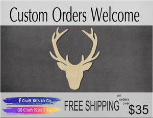 Deer Head blank deer cutout hunting season hunting #1089 - Multiple Sizes Available - Unfinished Wood Cutout Shapes