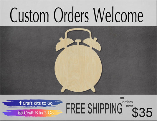 Alarm Clock Blank wake up school day #1118 - Multiple Sizes Available - Unfinished Wood Cutout Shapes